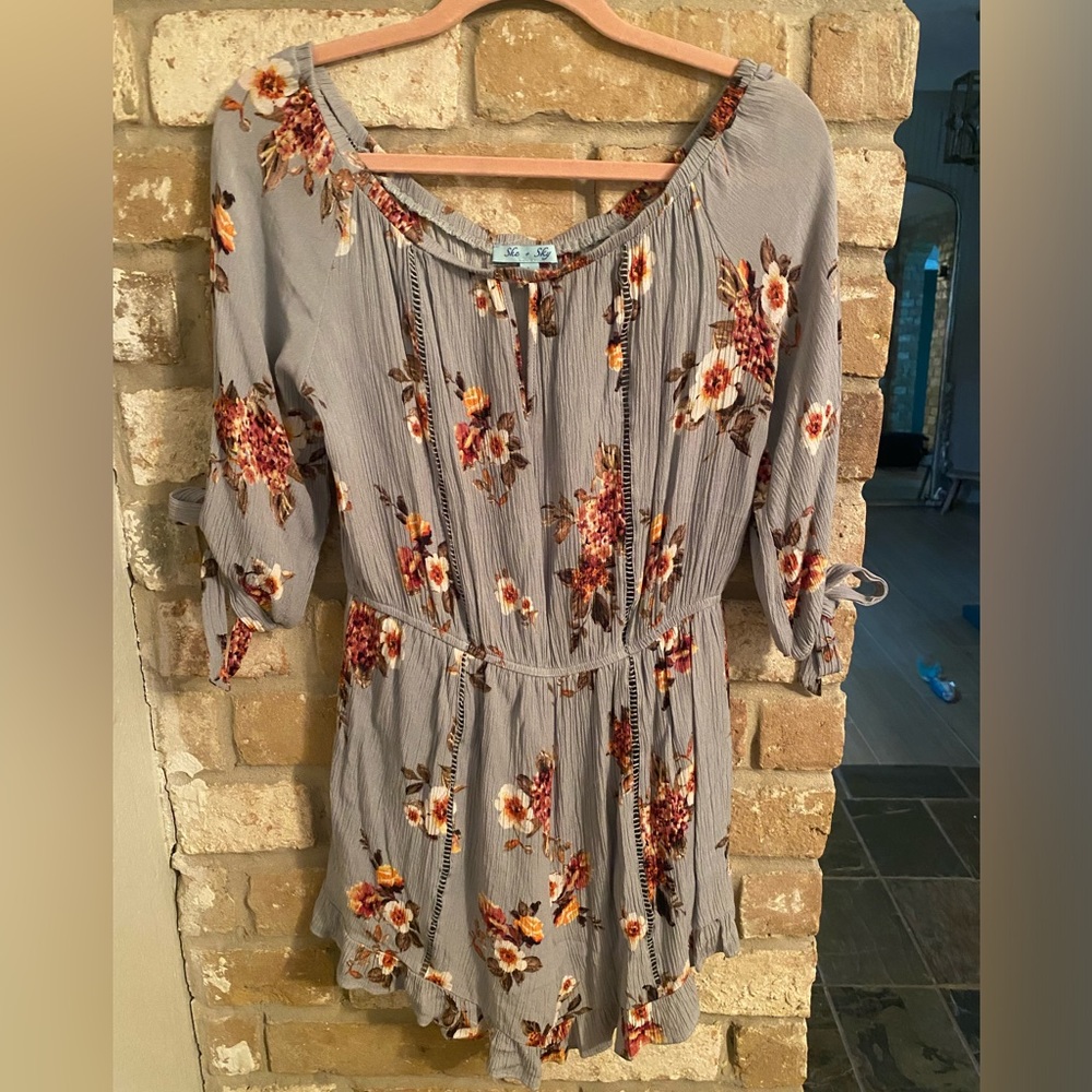 She + Sky Floral Romper